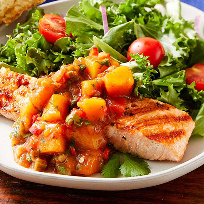 Salmon with Chili Mango Salsa