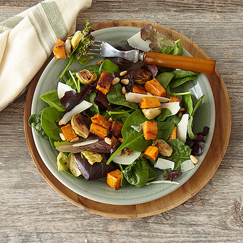 Maple Bacon Balsamic Roasted Vegetable Salad