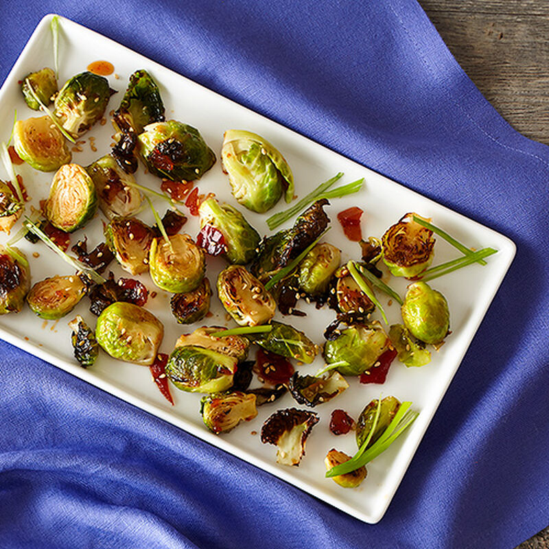 Spicy Chili Bacon Oven Roasted Brussels Sprouts