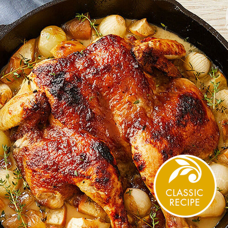 Roasted Apple and Onion Spatchcock Chicken