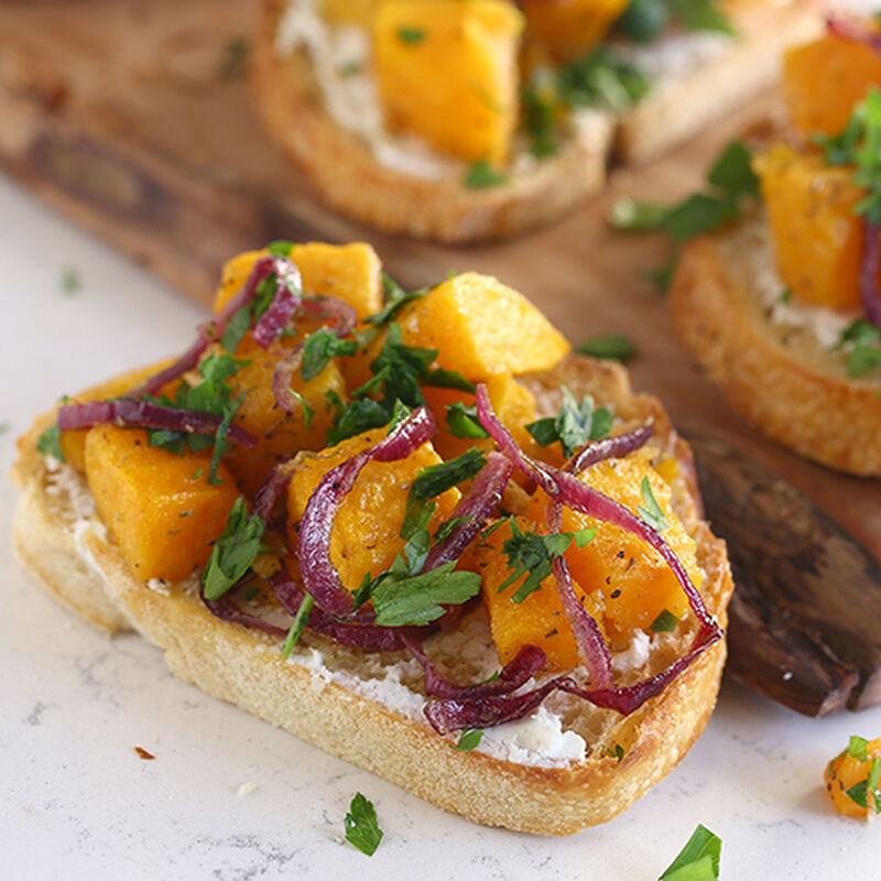Parmesan Mediterranean Squash Toasts