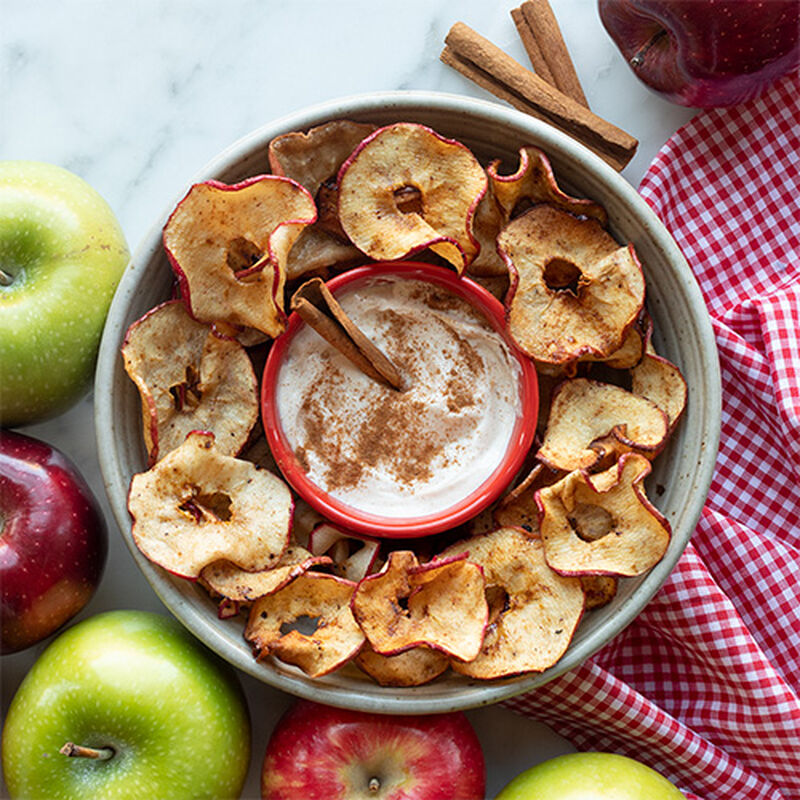 Cinnamon Toast Apple Chips and Sweet Cinnamon Yogurt Dip